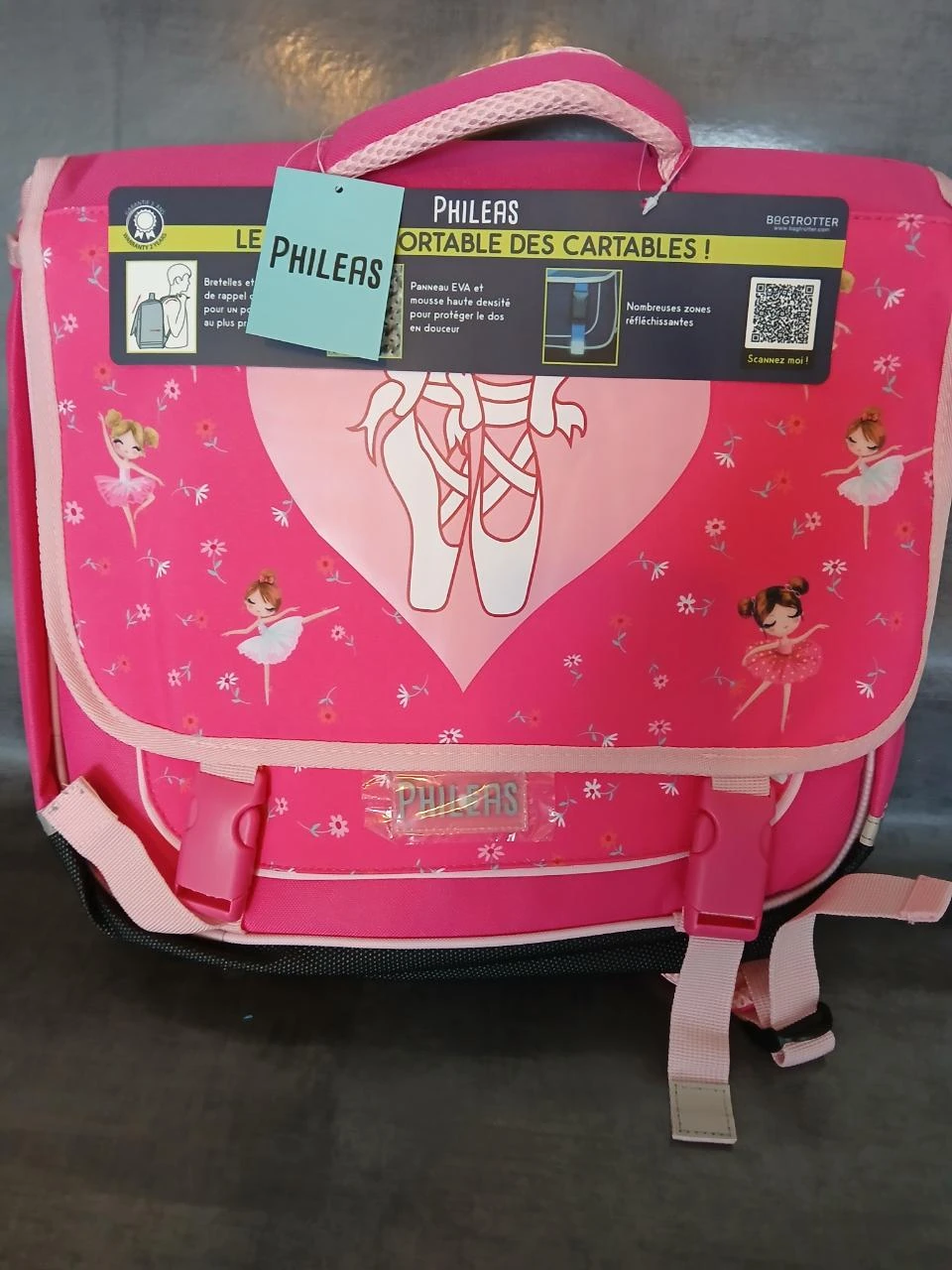 cartable phileas fille rose 38/13/34 cm